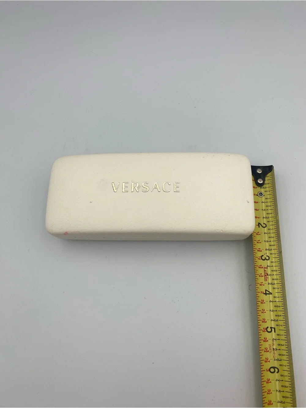 Versace Cream Sunglasses Case with Gold Logo